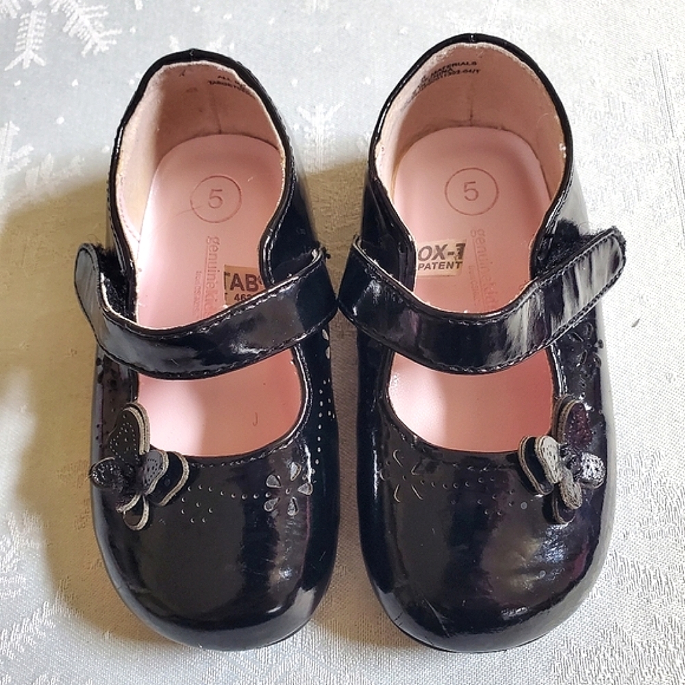 OshKosh Genuine Kids Black Hook Loop Closure Shoes Baby Girl Size 5 - Picture 3 of 11